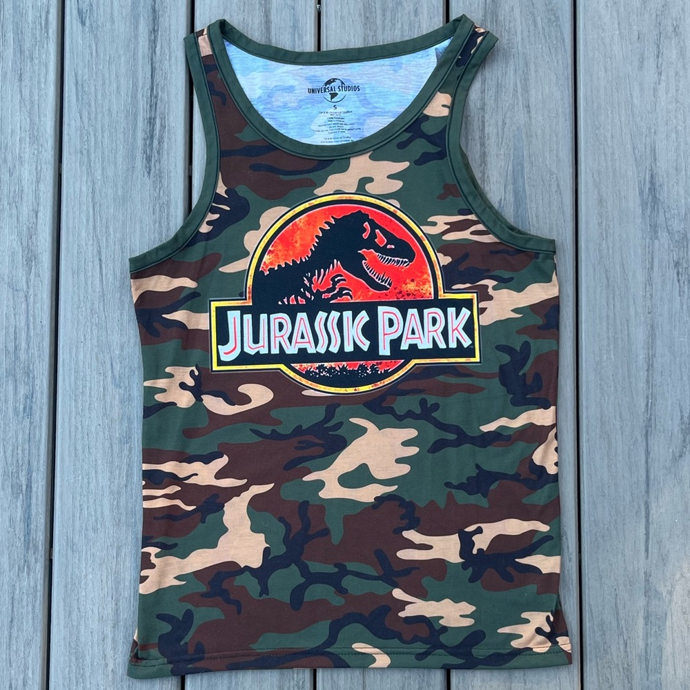 Universal Studio; Camouflage & Dinosaur; "Jurassic Park" Tank Top; Minor Wear; S